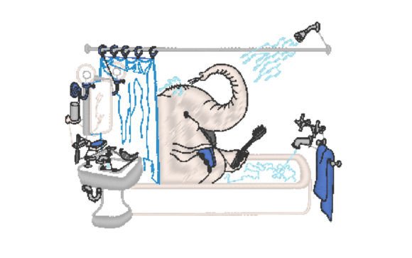 Review: Elephant Taking a Shower Embroidery Design